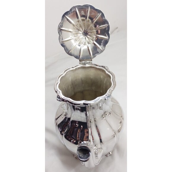 1847 Rogers Bros EP on Copper Victorian Silverplate Tea & Coffee Set Ornate - Picture 13 of 14